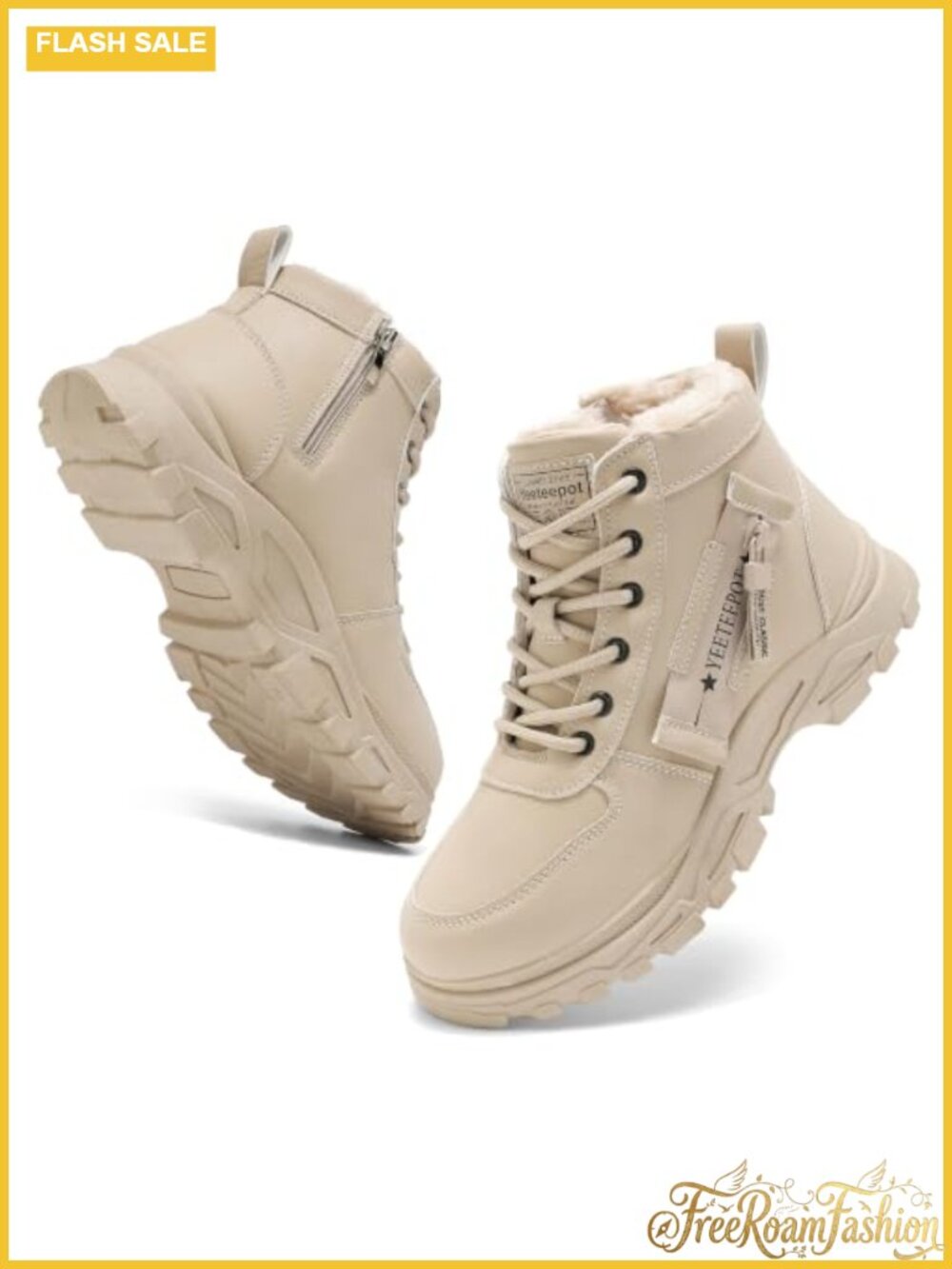 Womens Faux Leather Ankle Snow Boots Lace Up Faux Fur Lined